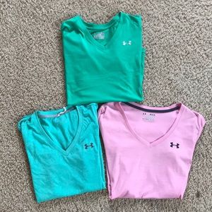 Pink, Kelly Green, andTeal/Green Under Armour Tees